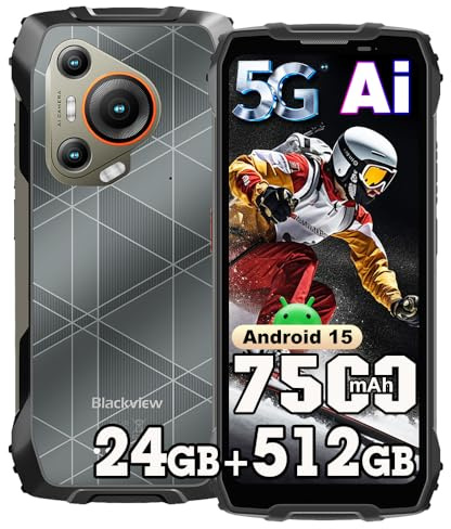 Blackview BL7000 (24GB+512GB) 5G Outdoor Handy ohne Vertrag Android 15, 6,78 FHD+ 120Hz Baustellenhandy, 50MP+32MP AI Handy, 7500mAh, Outdoor Smartphone Wasserdicht IP68/IP69K/NFC/GPS/OTG/FM, Schwarz