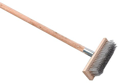 Hyuduo Heavy Duty Rough Surface Floor Brush Stainless Steel Wire Deck Scrub Cleaning Tool 20cm Outdoor Broom for Removing Moss and Stubborn Dirt