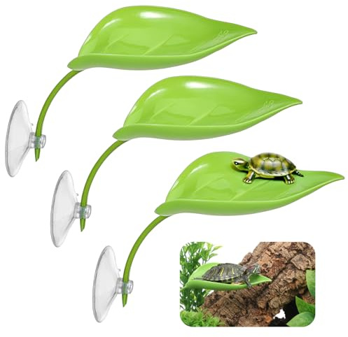 PEOVLVN 3 pezzi accessori per acquario, piattaforma decorativa per habitat con ventose, rettili, decorazione per terrario, rane, lucertole, anfibi