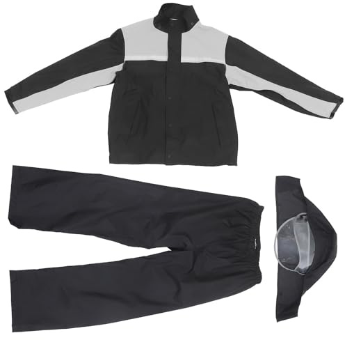 YARNOW Conjunto para Motocicleta Hombre Xl Chaqueta y Pantalones Lluvia Resistentes al Viento Traje de Lluvia Negro y Gris Ropa para Moto Protección Exterior