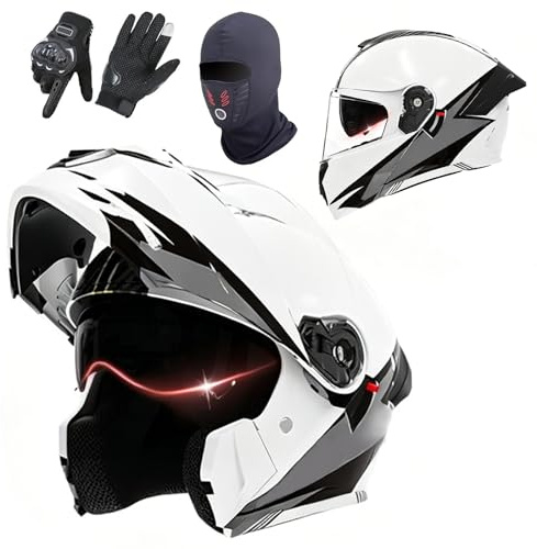 Integralhelm für Motorradfahrer, ECE 22.06-geprüft, modularer Motorradhelm mit Doppelvisier für Erwachsene, Männer und Frauen