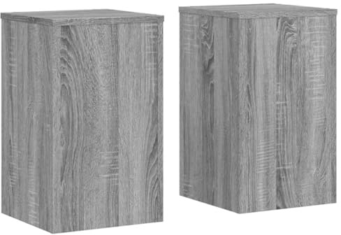 Owoxanthellate Lot de 2 supports à plantes gris Sonoma - 30 x 30 x 50 cm - Colonne de fleurs en bois - Pied moderne pour plantes d'intérieur et décoration - Escalier à fleurs stable pour salon