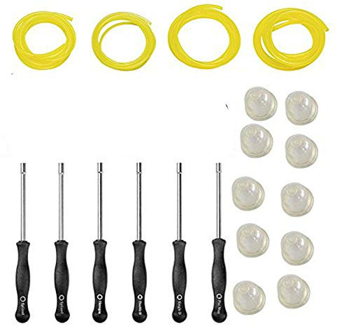 OuyFilters Kit d'outils de réglage de réglage de carburateur Tournevis de réglage de carb avec Ampoule d'amorçage et Conduite de Carburant pour la Plupart des Moteurs à 2 Temps pour Petits Moteurs