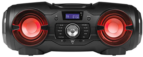 MEDION P65104 Bluetooth CD-Party-Sound-System (Kompaktanlage, UKW Radio, USB, AUX, farbige Lichteffekte, Batteriebetrieb) schwarz