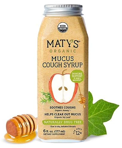 Matys Adult Mucus Cough Syrup for Adults & Children 12 Years & Up, Soothing Relief Ivy With Organic Ingredients & Zinc, 6 Fl Oz