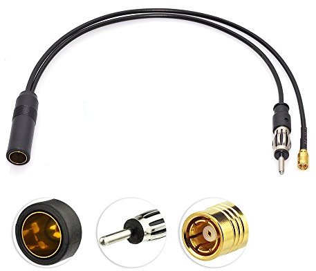 Eightwood DAB Splitter Aerial Cable SMB Antenna Splitter Din Female to Din Male + SMB Cable Car Radio RG174 30cm for AM/FM DAB+ Radio Pioneer Clarion Alpine IRD30 BD400 CLRD30