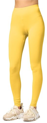 Merry Style Damen Lange Leggings aus Viskose MS10-143 (Gelb, M)