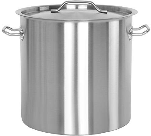 Beeketal 'BKT-33' Gastronomie Kochtopf ca. 30 Liter aus Edelstahl mit starken Griffen und Deckel, Topf für alle Herdarten geeignet (Induktion, Gas, Glaskeramik), ideal als z.B. Suppentopf