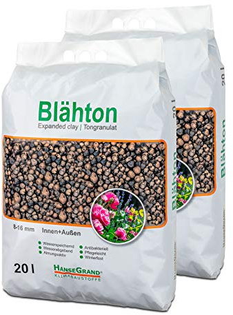 HanseGrand Blähton Tongranulat Hydrokultursubstrat Pflanzkästen Kübel Pflanztöpfe Drainagematerial (40 Liter)