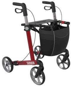 Rehasense Server Aluminium Leichtgewichtrollator weinrot M - 55 cm TPE-Bereifung