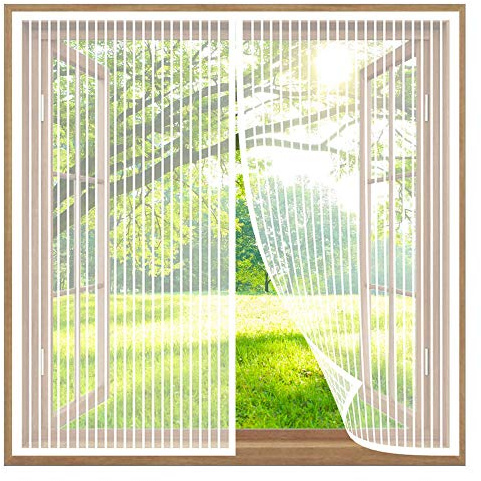 Moustiquaire Fenêtre Magnétique 115x115cm, Moustiquaire Transparente pour Fenêtre, Rideau de Anti-Insectes,Empêche de Passer les Moustiques et Autres Bestioles