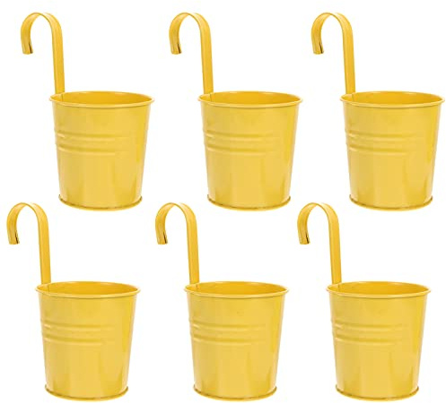 Happyyami Macetero Balcón Colgante De Hierro Anticorrosivo con Ganchos Desmontables Soporte De Flores para Jardín Y Decoración Interior Exterior 7.28X4.13X4.13In