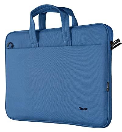 Trust Bologna Slim Eco Borsa per Laptop fino a 16, Borsa per Laptop Sostenibile in Plastica Riciclata, con Tracolla, Custodia per Viaggio, Lavoro, Ufficio, Scuola - Blu