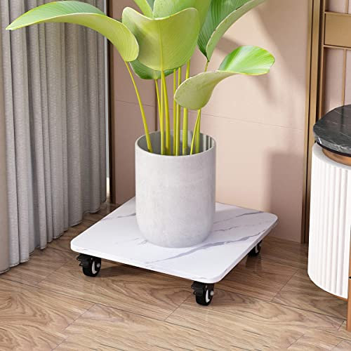 Potted Plant Stand With Easy Moving Caster Wheels,Plant Pallet Caddy,Flowerpot Stand Trolley Mover for Indoor Outdoor Home Garden Tools (Color : White, Size : 12In)