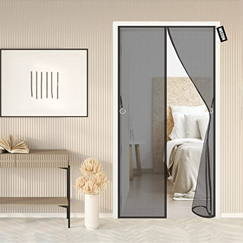 Magnetic Fly Screen Door 100x210cm(39x83inch) Anti Mosquito Mesh Curtain with Powerful Magnets,Seal Automatically,Insect Protection Door No Gap,Keep Fresh Air in & Let Bugs Out,Black A