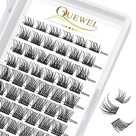 QUEWEL Wimpern Einzeln NATürlich C Curl MIX8-16 Segmente Breit Fundament Individuelle Wimpern für Augen Make-up DIY Verlängerung