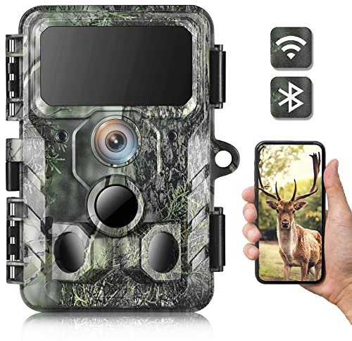 NEXCAM Wildkamera WLAN 48MP 4K 30fps, Wildkamera mit Bewegungsmelder Nachtsicht Wildtierkamera Handyübertragung 120° Erfassungswinkel Wasserdicht IP66 Jagdkamera für Wildtierüberwachung