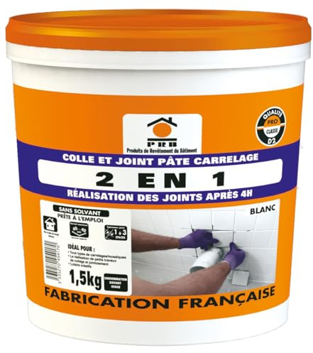 Colle et joint 2 en 1-1.5kg - Pose rapide et facile - Application idéale pour carrelage et joints - Solution pratique et performante