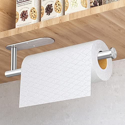 Küchenrollenhalter ohne Bohren, Selbstklebend oder Bohren Küchenpapierhalter Hängend Wandmontage Papierhandtuchhalter,Edelstahl Rollenhalter für Küche Badezimmer