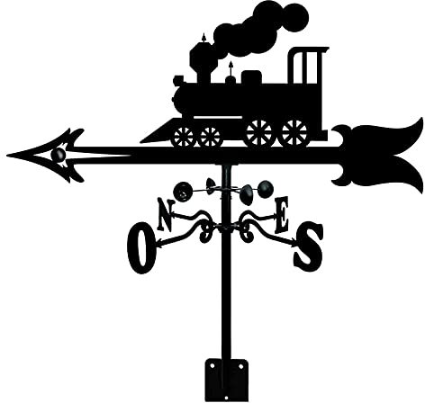 CAZARU Train Wetterfahne aus Metall, Edelstahl-Wetterfahne mit Dachmontage, Dachgartendekorationen, Windrichtungsanzeige, Windfahne für Outdoor-Bauernhof-Gartenpavillon