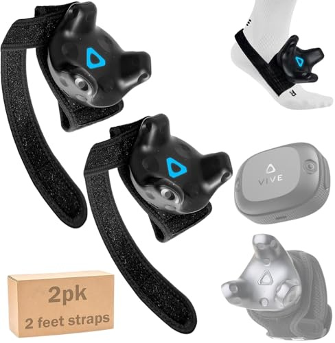 Skywin Correas de seguimiento de realidad virtual para HTC Vive System Tracker Puck - Correas ajustables para pies y seguimiento de cuerpo completo en realidad virtual (correa de 2 pies)