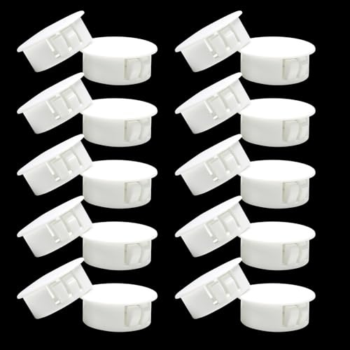 BOPOREAE 1/25 mm White Plastic Plug for Round Hole, Door Screw Hole Cover