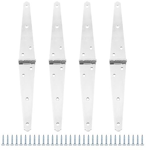 Set of 4 ZONADAH Garden Shed Door Gate Strap Hinges, Windows Hinges M6 Rustproof Hinges Door Barn with Screws for Windows Cabinet Doors Showcase Wine Storage Rooms, Silver