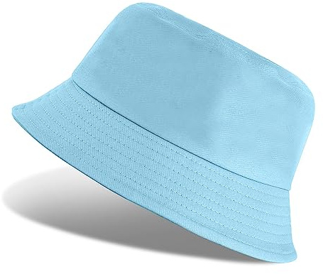 Tuopuda Cappello Pescatore Pieghevole, Bucket Hat Cotone Donna Uomo, Protezione del Sole Cappelli, cap da Pesca, Faccia Sorridente Cappellino per Spiaggia all'Aperto 56-58cm, Blu-B