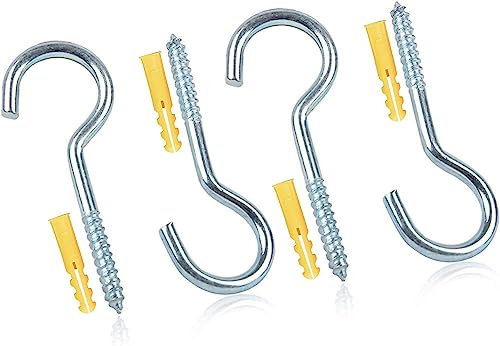 kanta Washing Line Hooks Heavy Duty Clothes Line Hooks Screw in Ceiling Self Tapping Stainless Steel Rust Proof Wall Mount Hangers Perfect for Home Office Indoor and Outdoor 100mm in Size (Pack of 4)