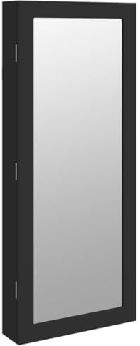 vidaXL Spiegel-Schmuckschrank mit LED-Beleuchtung Wandmontage Schwarz