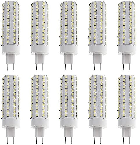 (Pack of 10) G8.5 LED Bulb 10 Watt 1000 Lumens Dimmable G8.5 Light Source G8.5 Bi-Pin Base LED Corn Light Bulb (100 Watt Halogen Equivalent), Adjustable Brightness 10% -100% (Daylight White 6000k