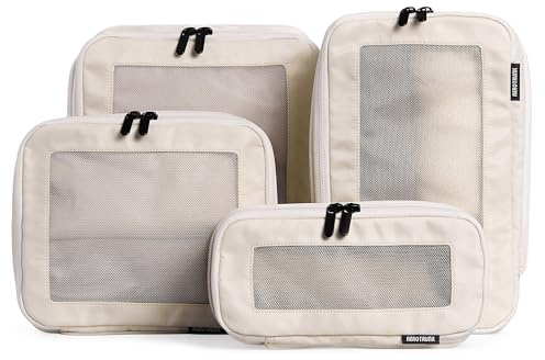 Aerotrunk Compression Packing Cubes for Travel, 4-Pack, Beige