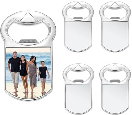 Biwwubik Lot de 5 aimants de réfrigérateur pour sublimation, décapsuleur blanc, cadeaux photo personnalisés, transfert de souvenirs de fête, mariage