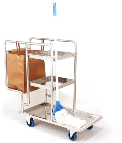 Edelstahl-Reinigungswagen, Kommerzielle Traditionelle Reinigungswagen, Reinigungsmittel-Werkzeugwagen, Reinigungs-Rrolley-Werkzeugwagen, Mobiler Reinigungswagen, Für Gartenschule, Krankenhaus, Fabri