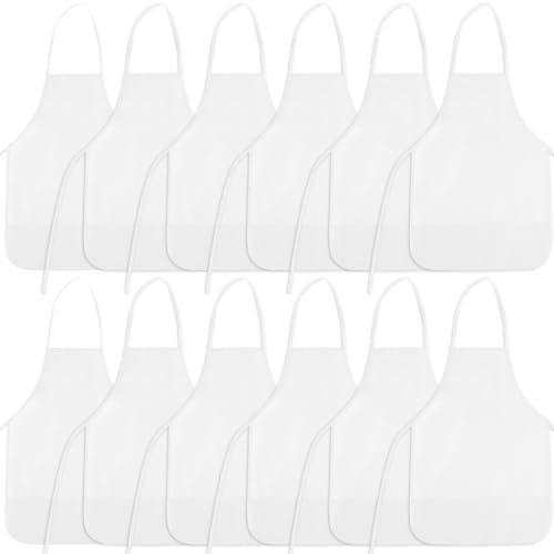 BOUBONI Grembiuli da pittura per bambini con 2 tasche spaziose grembiuli per bambini per attività di pittura artistica e artigianato in cucina, Bianco, 13 x 19 inch (33 x 48 cm)