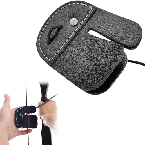 RSYHVG Tir à l'arc, languette de tir à l'arc en cuir, protège-doigt pour tir à l'arc, double couche de protection, onglets de tir à l'arc, pour arcs incurvés, noir