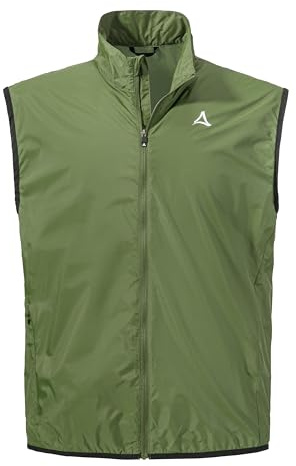Schöffel Herren Vest Style Cannobio MNS, ultraleichte, winddichte Fahrradweste, Outdoor Weste mit radspezifischer Passform, wasserabweisend und atmungsaktiv, balsam green, 50