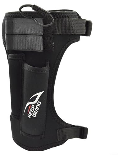 Adjustable & Leg Straps Neoprene Diving Blade Sheath Double Front Pockets, D Ring Attachment (Black)