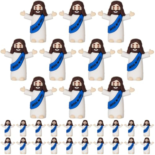 ARCHCRTC Mini-Jesus-Figuren, kleiner Jesus liebt dich, kleine religiöse Christus-Rettlerpuppe zum Verstecken und Suchen für Sonntag, Ostereier, Geschenk (30, blau), 30 Stück