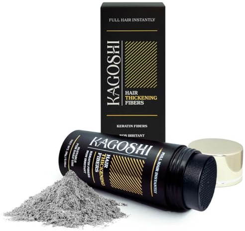KAGOSHI Hair Fiber 28g Haarverdichtung Haarfüller Schütthaar Streuhaar zur Haarverdichtung Haarpuder Haarfasern Haarpulver Verdickung Sofortwirkung (Grau)