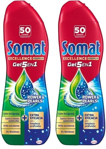 Somat Excellence Gel Anti-Grasa (50 lavados), detergente lavavajillas desengrasante, lavavajilla líquido automático en botella, jabón para platos con desengrasantes activos, 900 mililitro, 1