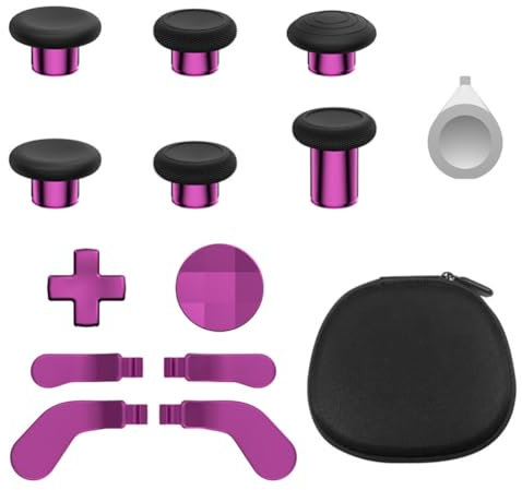 Hzxkqmil Poucettes en Métal pour Xbox Manette sans Fil Elite Series 2, 13 en 1 Sticks Analogiques de Remplacement Joystick Palettes Arrière D-Pads Kit D'accessoires avec Outil, Rouge Rosé
