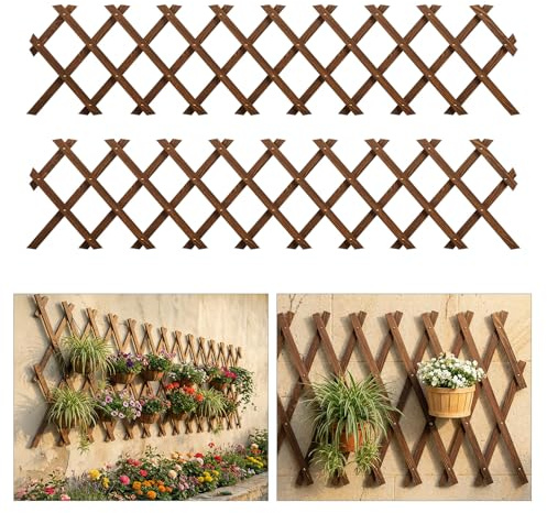 2 PCS Expandable Garden Trellis, 13.2 x 63 Trellis for Climbing Plants Outdoor, Wooden Lattice Fence Wall Panel Lattice Panels for Outside, for Climbing Plants Vine Ivy Rose Cucumbers Clematis
