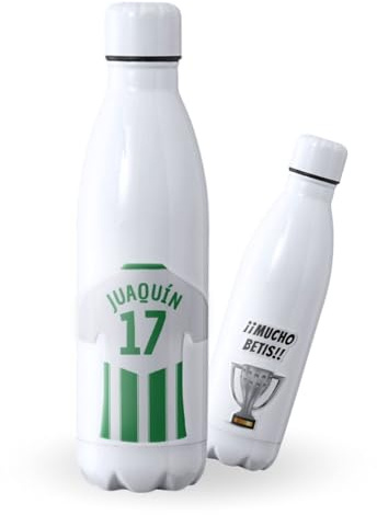 Botella de agua de Acero Inoxidable Personalizada equipo de Fútbol Barcelona. Botella termo personalizada deportiva. 700 ml Regalo Original para Aficionados del Futbol. (Betis)