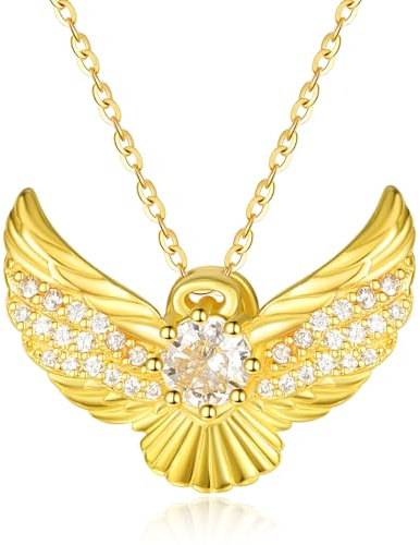 KINGWHYTE Schutzengel Kette 925 Sterling Silber Engelsflügel Halskette Engel Schmuck Geschenke für Frauen Mädchen Tochter