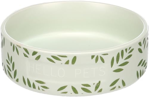 Flamingo Grön rund kaninskål - 13 x 4 cm, 330 ml - mat och vatten, halkfri och lätt att rengöra
