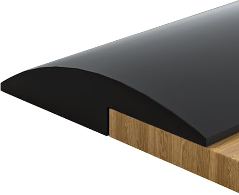 Adhesive Barre de Seuil, PVC Baguette Recouvrement, Bande de Transition pour Moquette/Vinyle/Carrelage/Bois/Stratifié(Black,3.5x200cm)