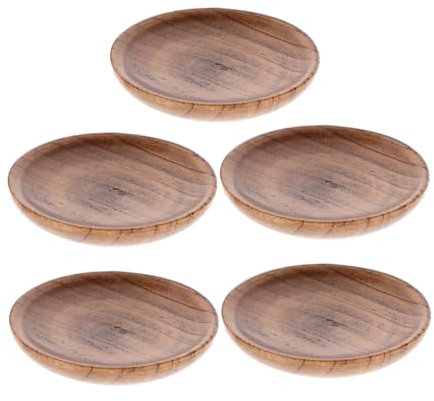 HOMOBABE 5piezas Plato De Sushi De Madera Redondo Para Salsa Condimentos Plato Para Salsa De Soja Cuenco Para Condimentos De Cocina