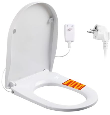 Intelligenter Smart Toilettensitz WC Bidet, Toilette Dusche Bidet Beheizter Sitz, Intelligenter Toilettendeckel mit Absenkautomatik, 3 Einstellbare Temperaturstufen, Temperaturanzeige, Nachtlicht