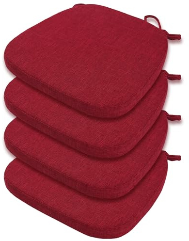 SJMDMZD 4/2/1er Set Stuhlkissen Baumwolle und Leinen 42x40x35 cm Sitzkissen Stuhl mit Riemen Rutschfestes Waschbares Sitzauflage für Stühle im Büro Outdoor Indoor Garten D 4 Pieces